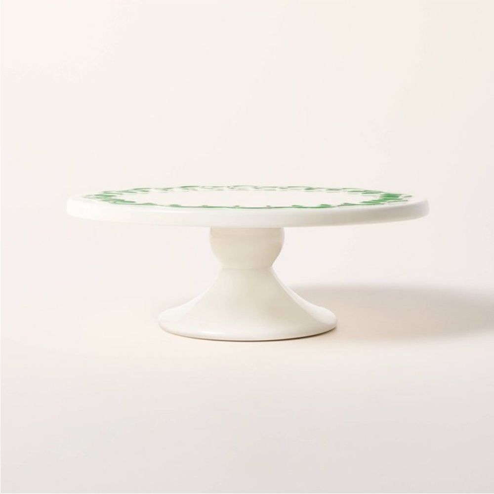 Kate Spade New York x Target White & Green ceramic Cake stand & plates set - Picture 2 of 7